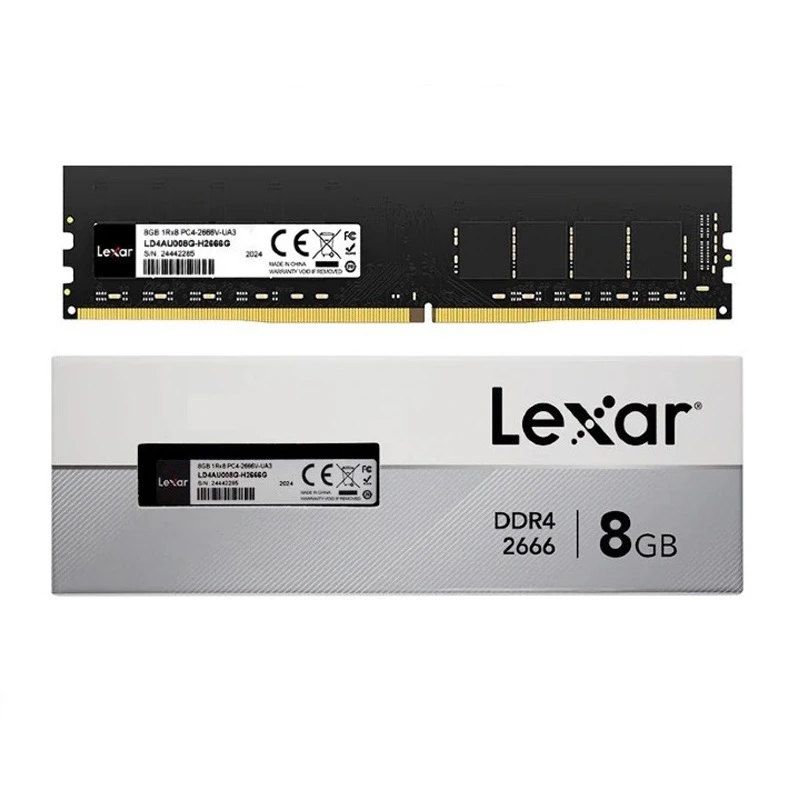 رم کامپیوتر لکسار تک کاناله مدل LD4AU008G فرکانس 2666 مگاهرتز DDR4 تایمینگ CL19 حافظه 8 گیگابایت کارکرده