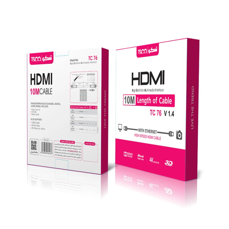 کابل HDMI تسکو مدل TC76 طول ۱۰ متر