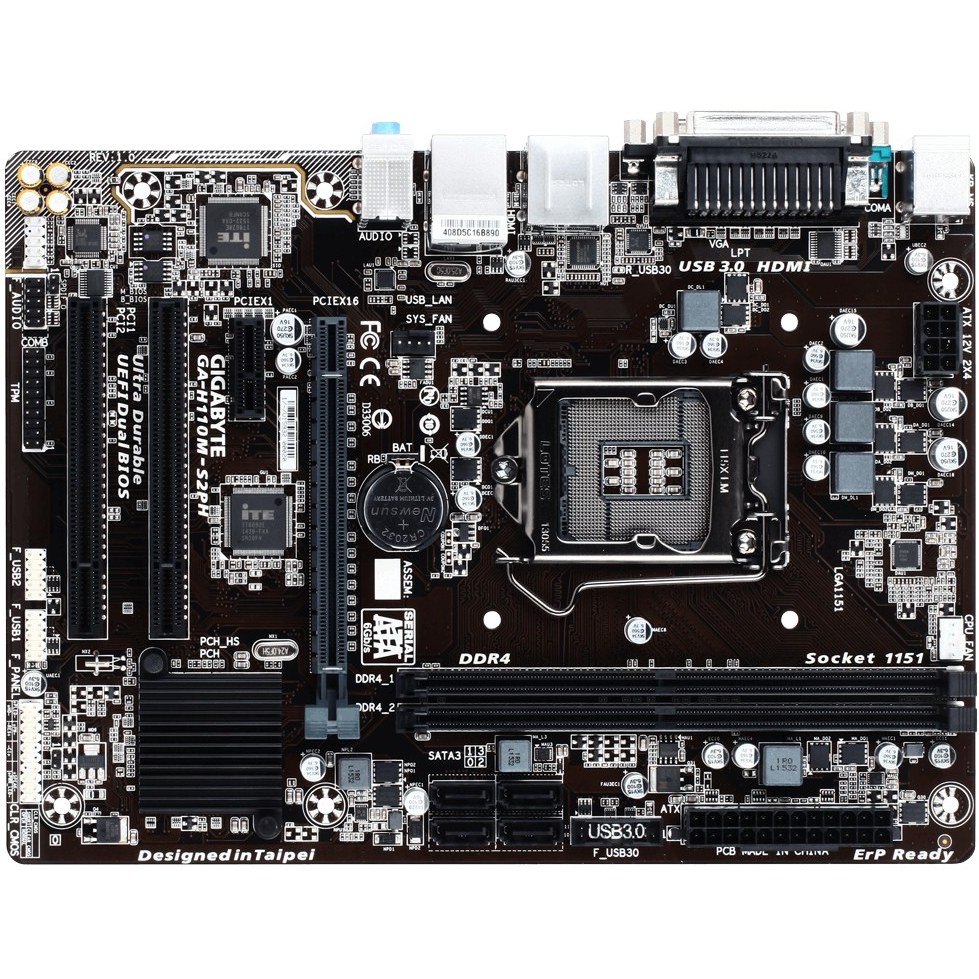 مادربرد گیگابایت مدل GA-H110M-S2PH با سوکت LGA 1151 و حافظه DDR4 (کارکرده)
