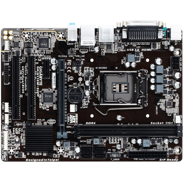 مادربرد گیگابایت مدل GA-H110M-S2PH با سوکت LGA 1151 و حافظه DDR4 (کارکرده)